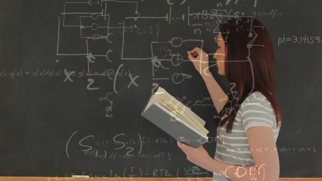 보드 에 글 을 쓰는 여자 의 디지털 애니메이션