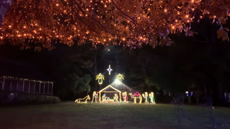 Escena-De-La-Natividad-Pantalla-De-Luces-De-Navidad