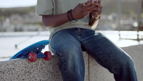 Happy,-black-man-and-phone-of-a-person-outdoor