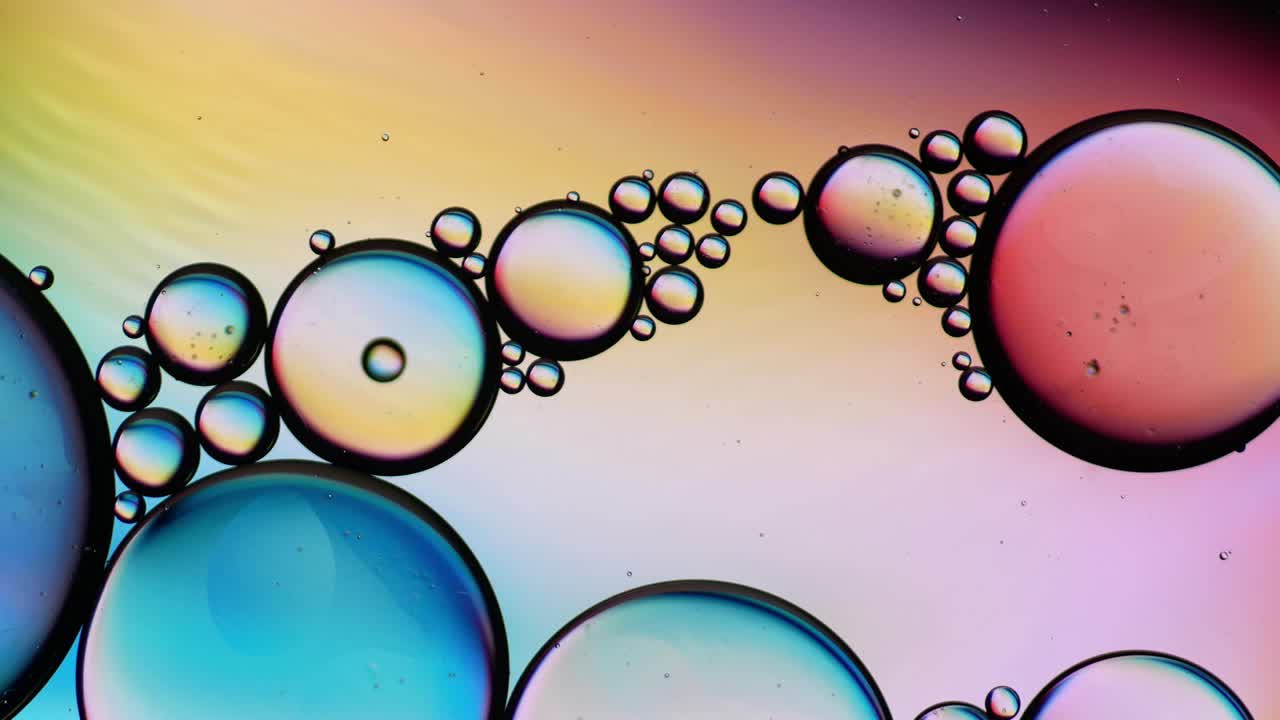 colorido artístico de gota de aceite flotando en el agua. fondo de burbuja abstracta