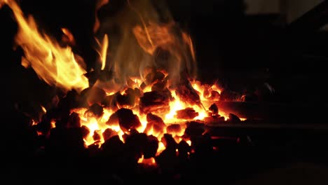 Burning-fire-at-fireplace-for-blacksmith-work