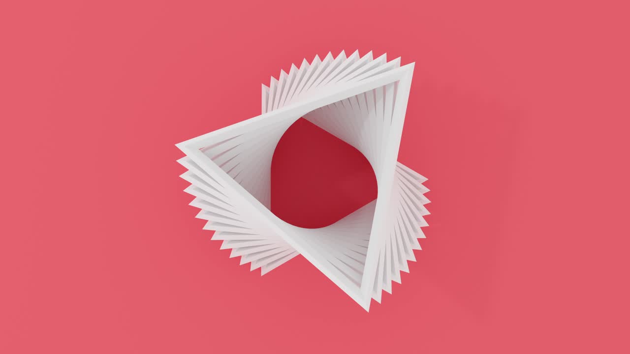 색 삼각형이 위로 날아가고 회전하는 3d 애니메이션 컴퓨터 렌더링 4k 원활한 루프 애니메이션