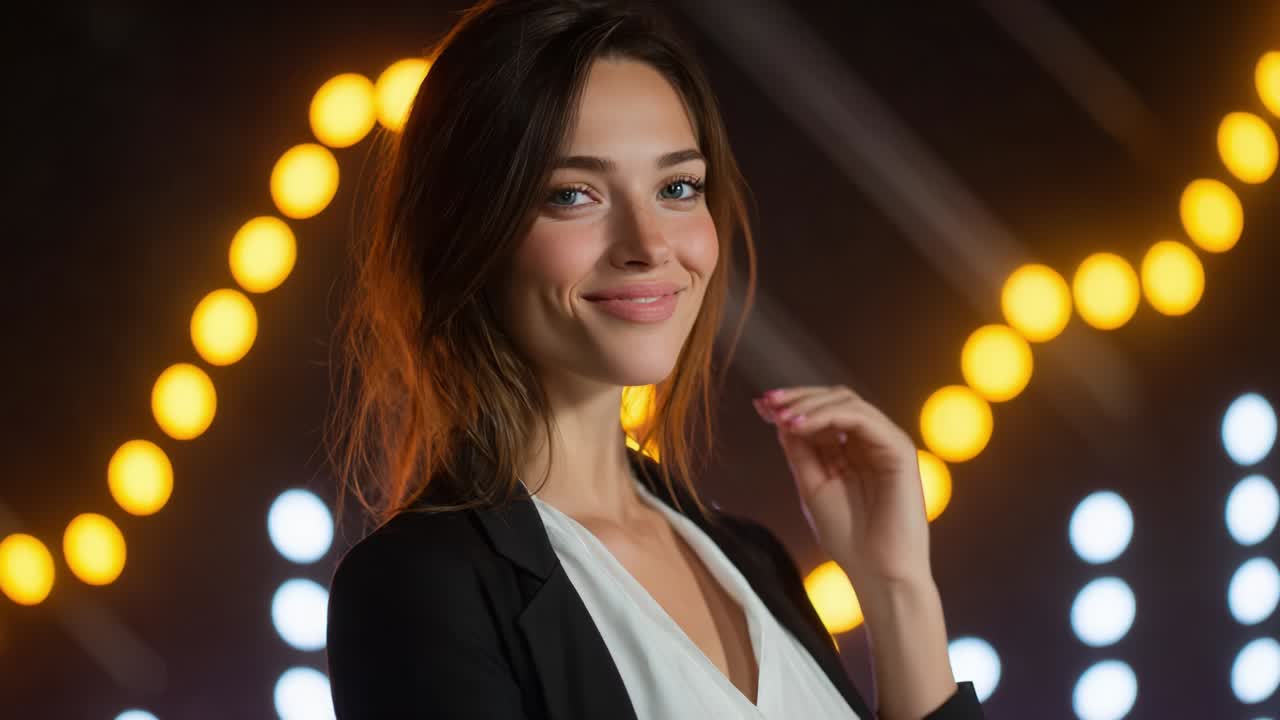 Captivating Smile: A Stunning Portrait of a Confident Woman with Warm Lighting, Showcasing Her Charm and Poise in a Professional Setting, Highlighting the Beauty of Modern Portrait Photography