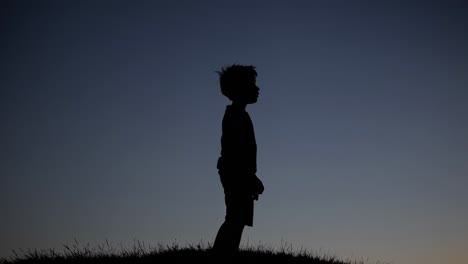 silhouette of a boy at sunset