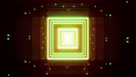 red and green square light beam tunnel