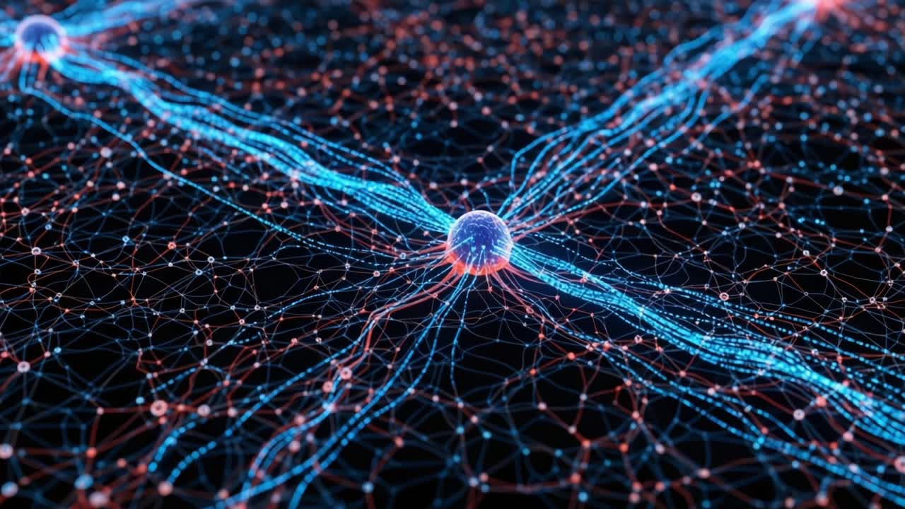 A Stunning Visualization of Quantum Particles Interacting in a Complex Network, Capturing the Dynamics of Electric Fields and Energy Flow in a Digital Landscape