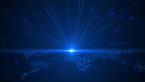 world map digital technology internet network connection background blue cyber speed connect ai big