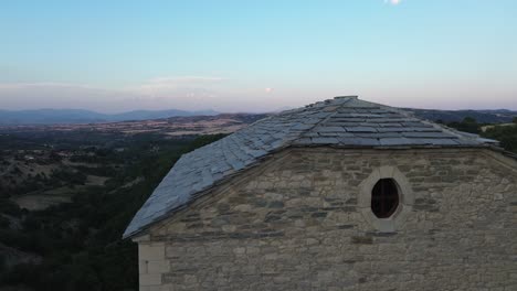 saint anna orthodox stone church north greece agia anna waterfall dried water cascade aerial drone
