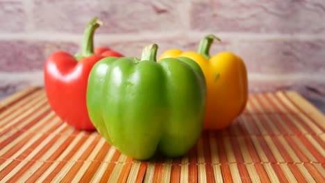 three colorful bell peppers