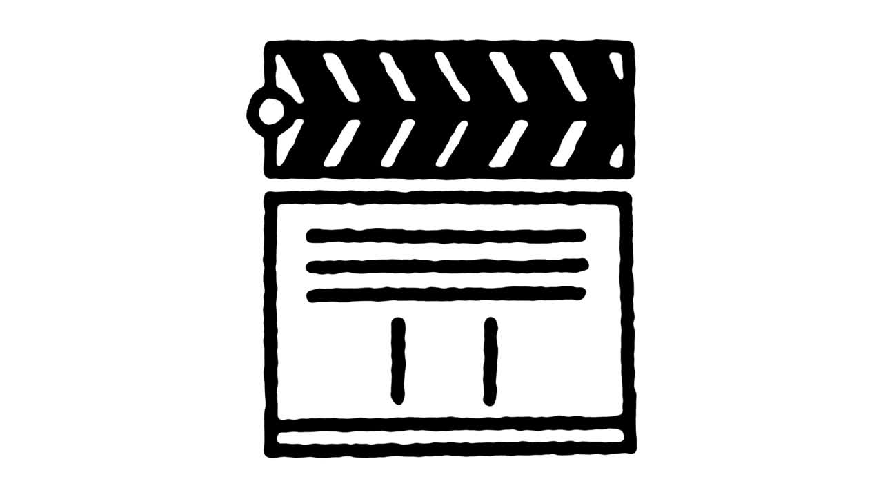 corte de películas dibujos animados de iconos de líneas