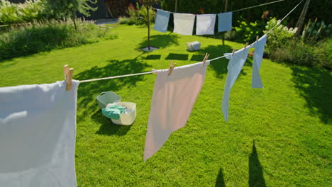 clothes drying on clothesline in a garden