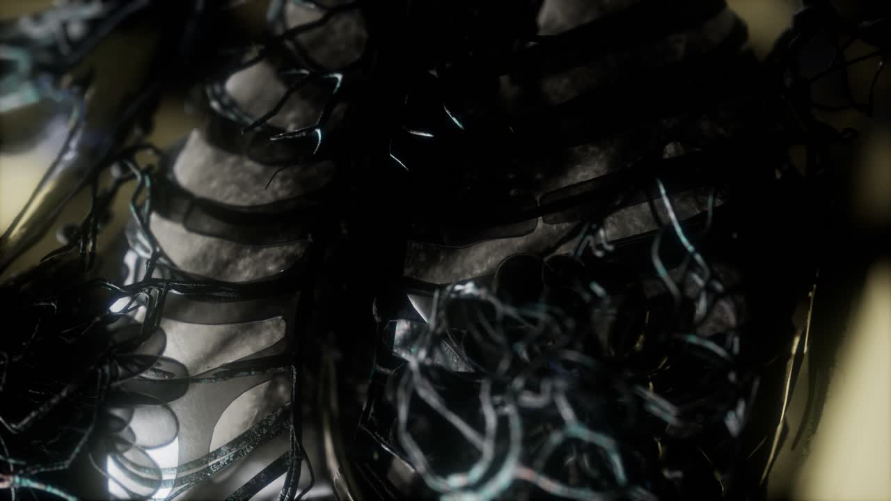 escaneo del cuerpo humano con pulmones y tráquea brillantes