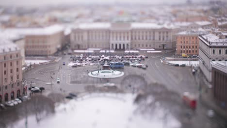 View-of-St.-Petersburg-from-the-colonnade-of-the-Cathedral-of-St.-Isaac.-Tilt-shift-lens-shooting-with-super-shallow-depth-of-field.