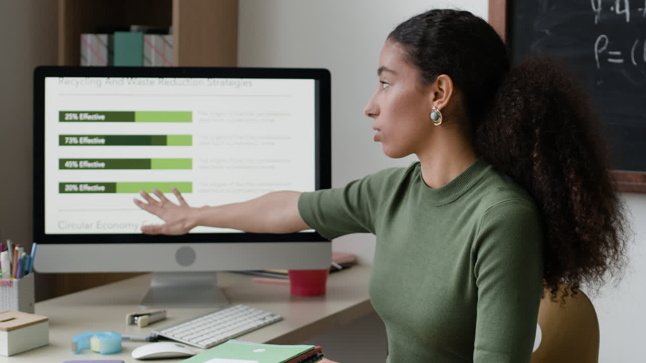 Teacher Presenting Recycling and Waste Reduction Strategies