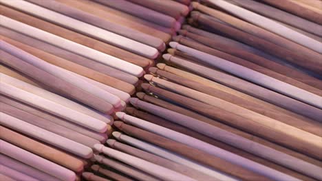 close-up of many drum sticks