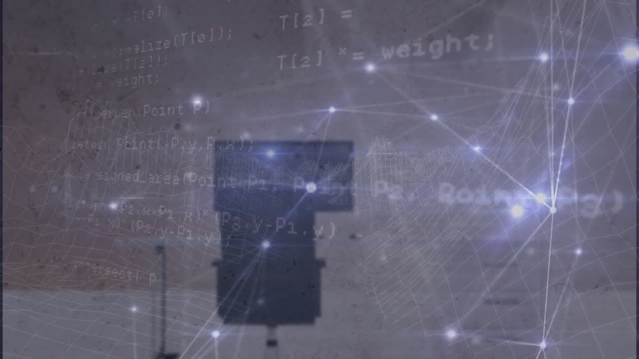 오피스 데스크에 대한 연결 및 데이터 처리의 반이는 네트워크의 애니메이션