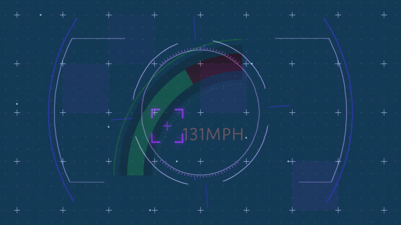 Digital speedometer showing 131 MPH with futuristic animation in dashboard display