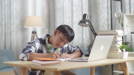 teenager studying at home