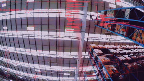 animación del procesamiento de datos en un almacén vacío