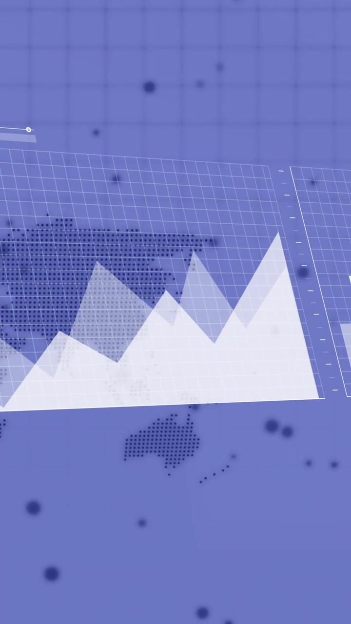 Animazione di elaborazione dati finanziari su mappa del mondo e globo
