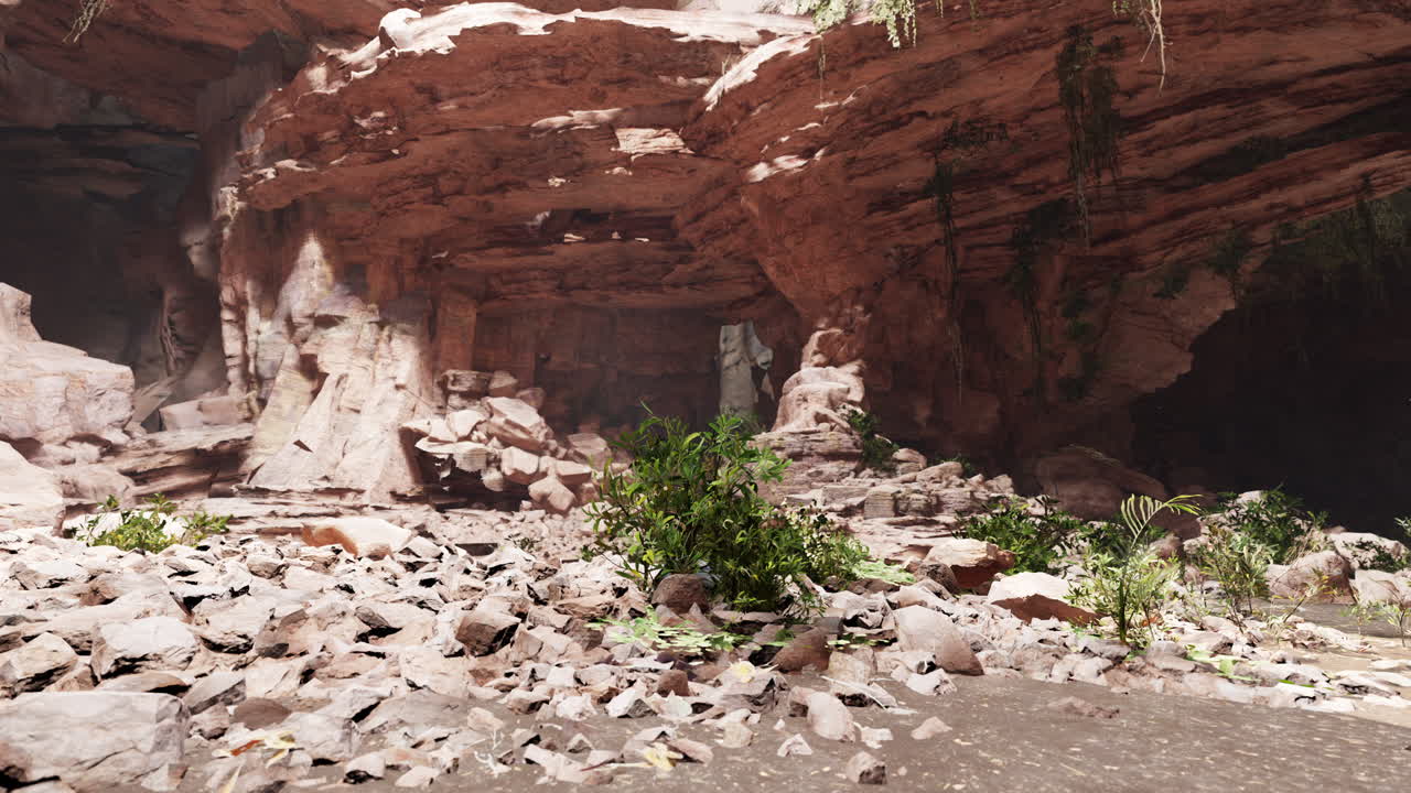 вход в пещеру в скалистом каньоне