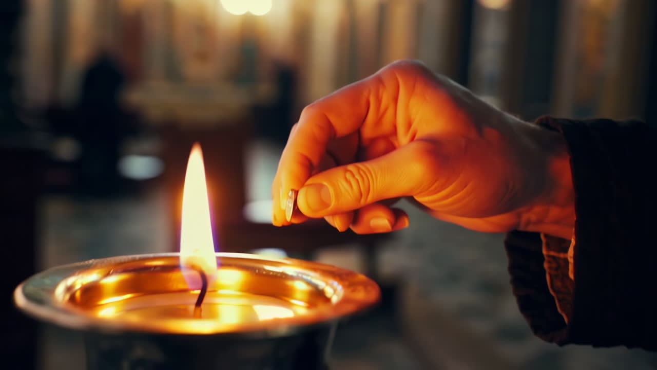 Religious Images: Church Ceiling and Lighting a Candle