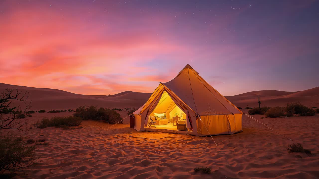 Luxury Camping in the Desert at Night