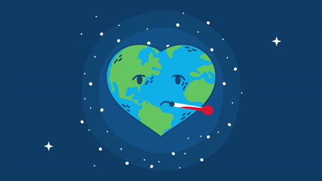 international health day with world planet heart character and thermometer