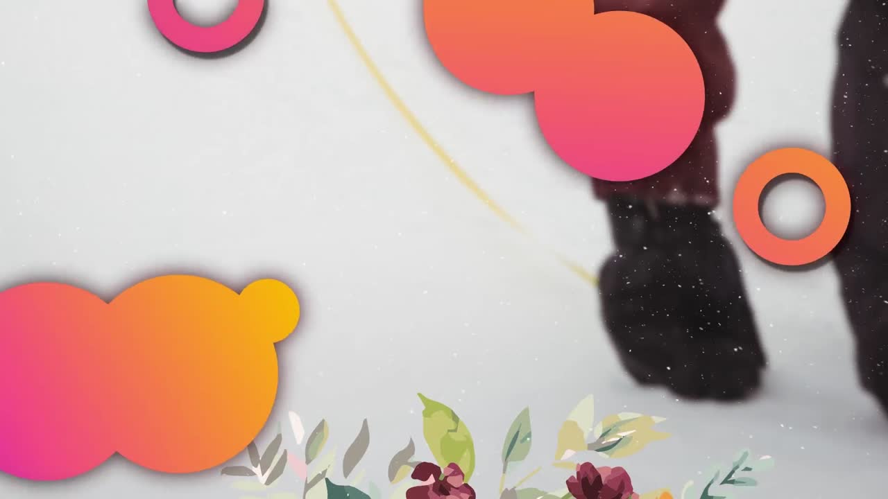 animación de formas sobre la nieve que cae