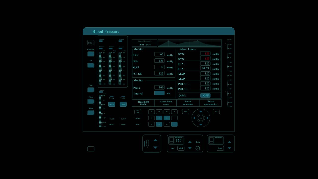 혈압 hud 디스플레이는 숫자와 텍스트로 데이터를 표시합니다.
