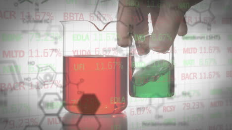 animación del procesamiento de datos científicos en vasos de laboratorio