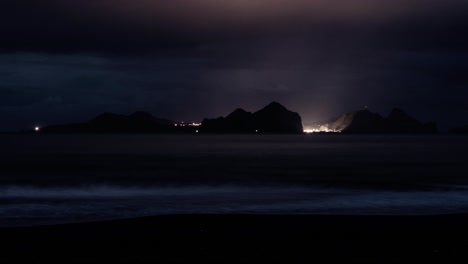 long exposure timelapse of vestmannaeyjar islands in iceland