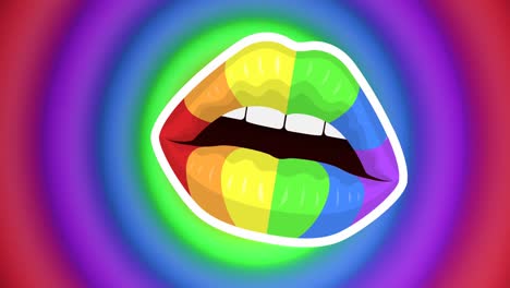 Animation-of-rainbow-lips-over-rainbow-circles-and-colours-moving-on-seamless-loop