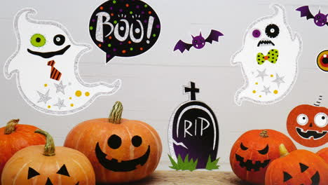 Decoración-De-Halloween,-Fondo-Y-Plantilla,-Ilustración-De-Celebración-De-Halloween-De-Estudio-Creativo,-Calabaza-Decorativa,-Silueta-Fantasma,-Velas-Y-Diseño-De-Dibujos-Animados-De-Otoño,-Arte-De-Decoración,-Truco-O-Trato