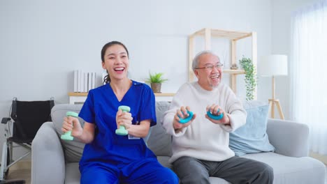 physical therapy session with elderly patient