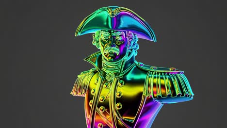 colorful 3d bust of a historical figure