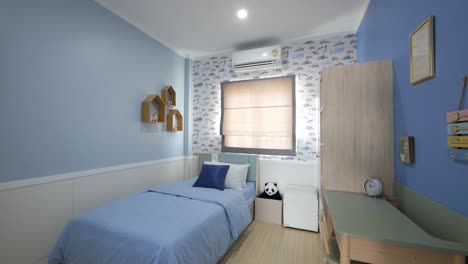 Linda-Idea-De-Decoración-De-Dormitorio-Infantil-Con-Tema-Azul