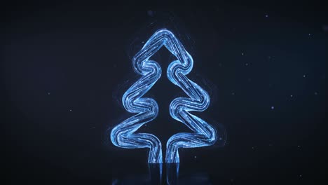 árbol de navidad de senderos de luz azul 3d render animado de bucle sin costuras