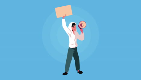 man protesting character democracy animation