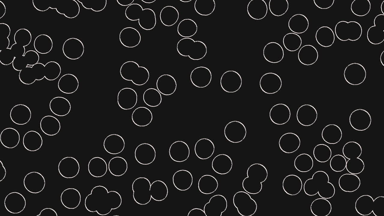 A monochromatic composition of circles arranged in a circular pattern with varying degrees of overlap creates an intriguing visual arrangement, seemingly floating within the frame