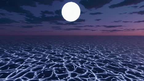esfera brillante en el agua ondulada al atardecer