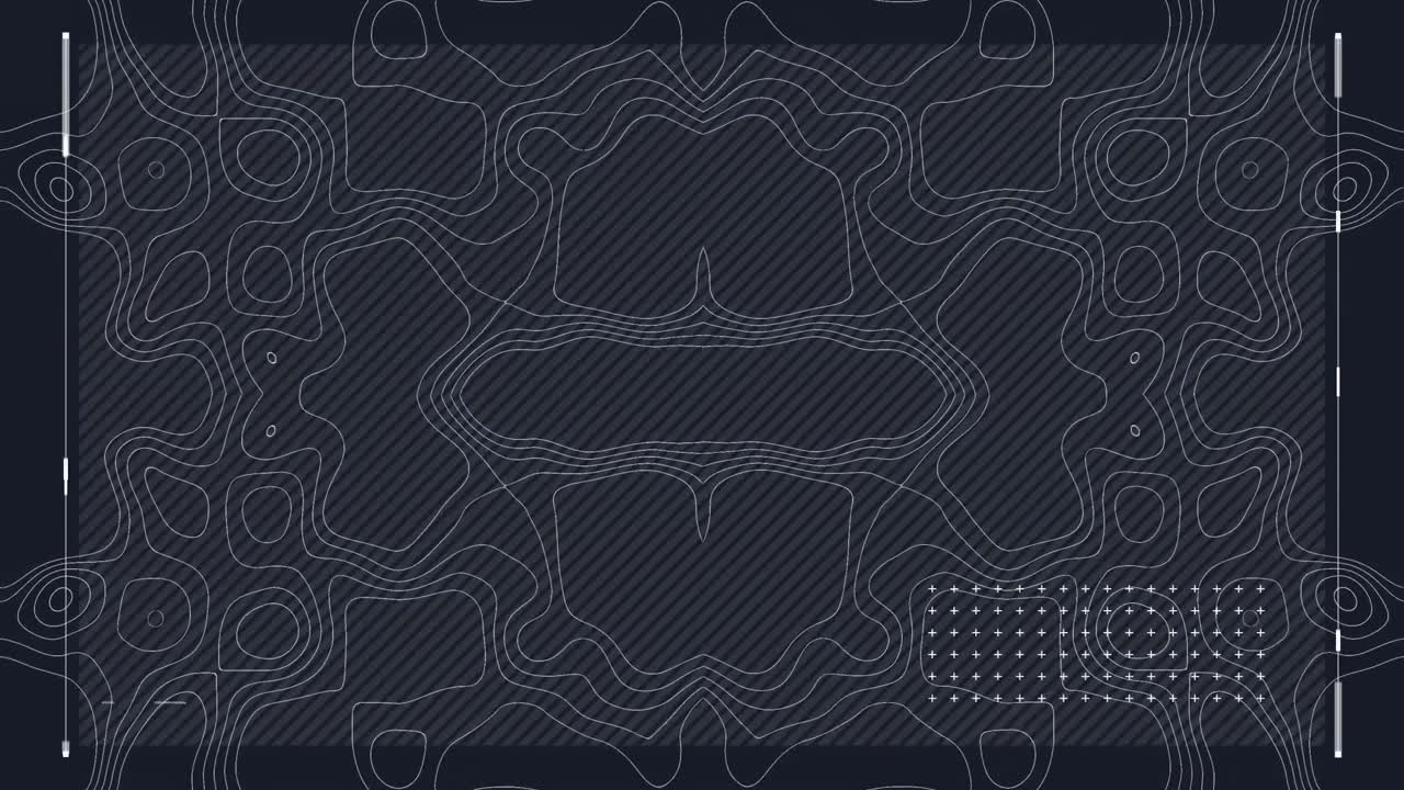 검은 바탕에 움직이는 디지털 파동 패턴과 선의 애니메이션