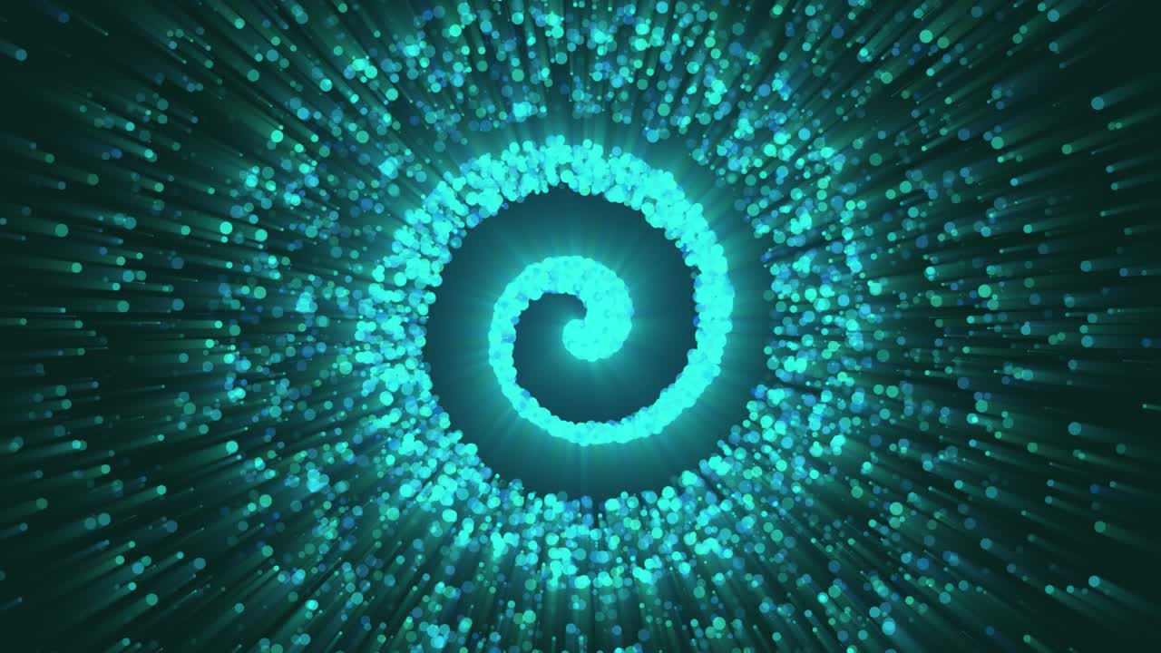 oro brillante polvo de estrellas en espiral de partículas de rastro partículas mágicas azules voladoras. video de stock