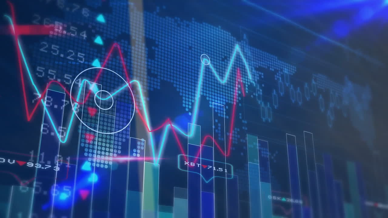 animazione dell'elaborazione dei dati sulla mappa del mondo