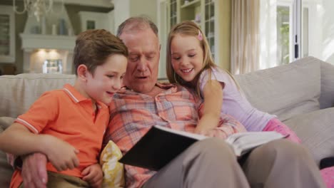 senior caucasian man with grandchildren