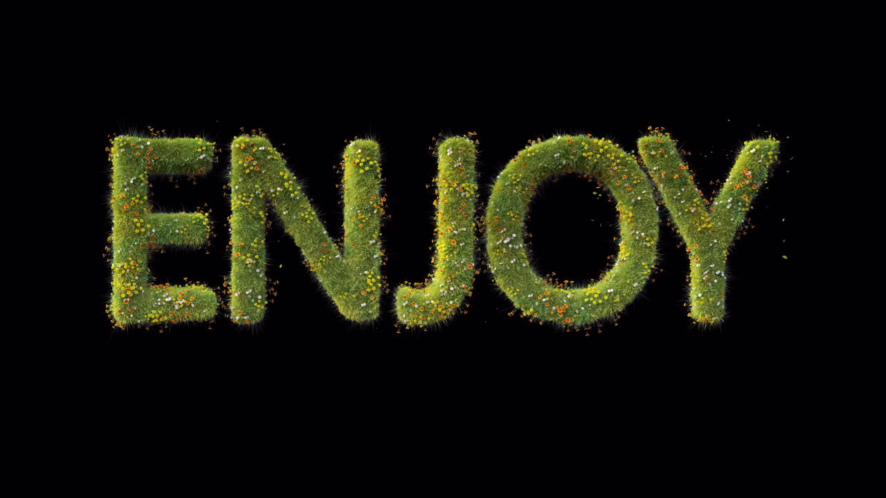 The Word ENJOY Forming with Grass and Flowers