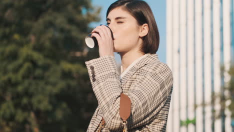 Mujer-Elegante-Usando-Un-Teléfono-Inteligente-Al-Aire-Libre.