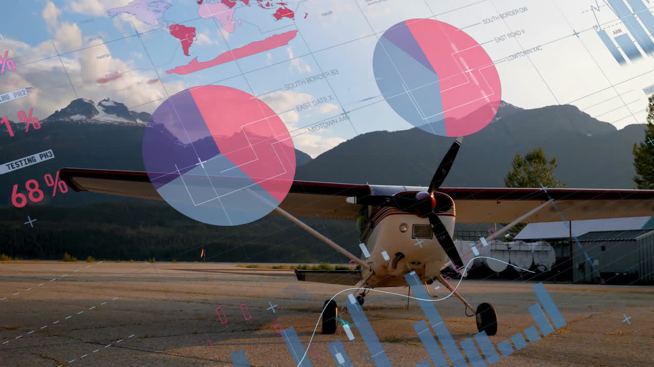 animación del procesamiento de datos digitales sobre el avión