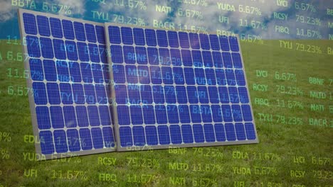 animation of financial data processing over solar panels