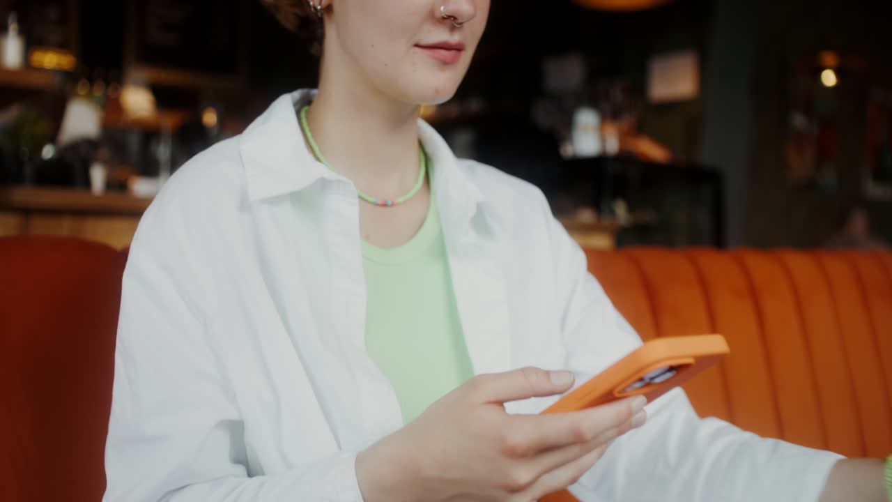 Woman enjoying coffee in a cafe